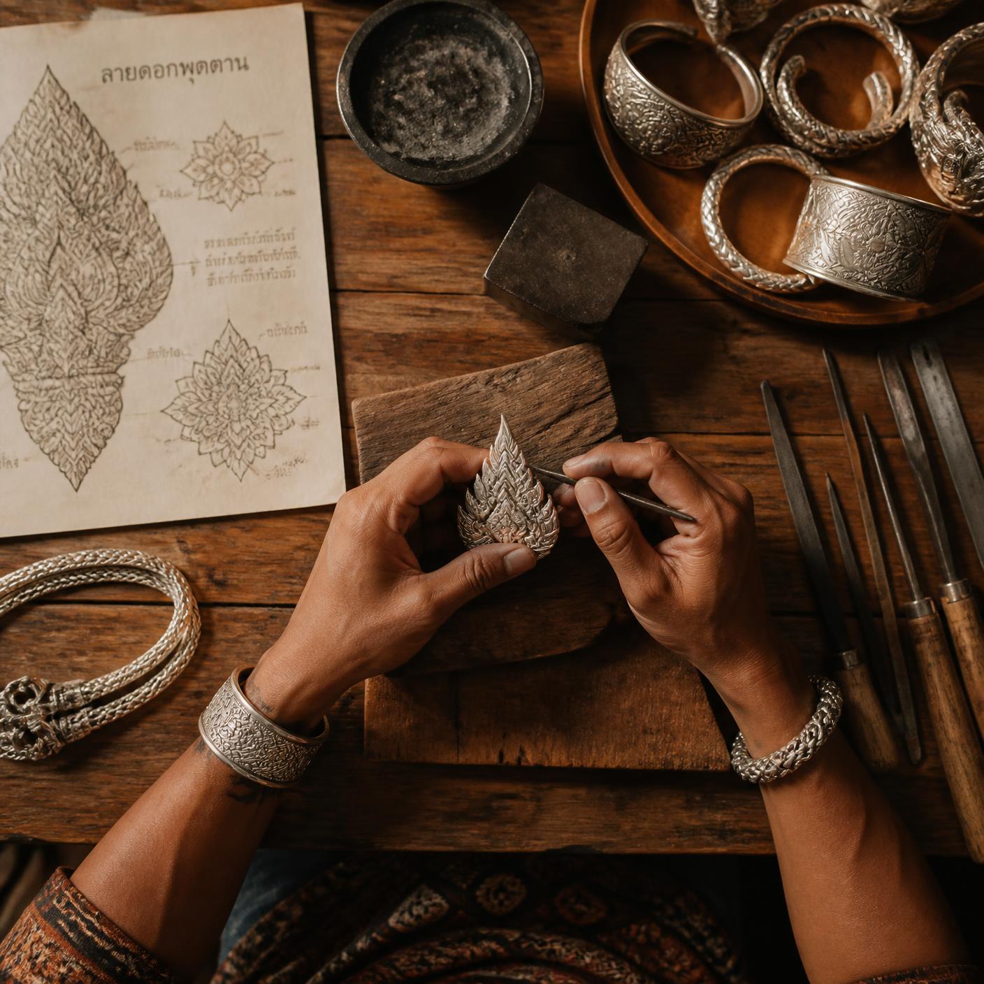 Hands of a local artisan at work